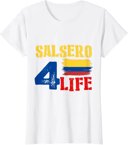 Vista 12 de Salsa Colombiana Gift - Camiseta de música con bandera colombiana Negro