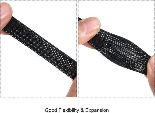 Vista 3 de Boao Funda trenzada expandible de PET de 50 pies, funda trenzada de telar de alambre con 127 tubos retráctiles para audio, video y otros