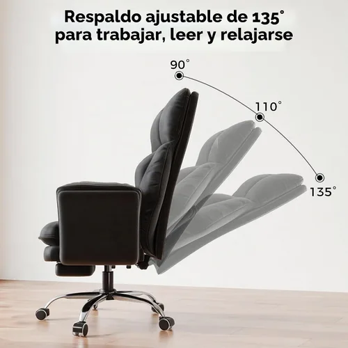 Vista 4 de Silla de oficina grande y alta, reposabrazos abatibles para mascotas