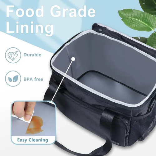 Vista 3 de Gloppie Bolsas de almuerzo para adultos, bolsa de almuerzo para hombres, lonchera para mujeres, lonchera para el trabajo, almuerzo, bolsa