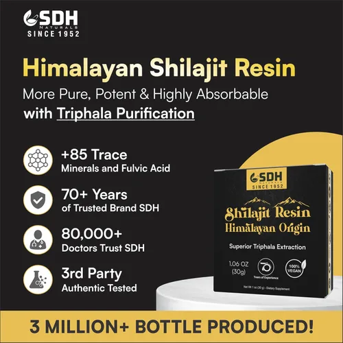 Vista 3 de Resina Shilajit pura del Himalaya (500 mg) purificada con Triphala ayuda a apoyar la energía, la inmunidad y el enfoque tanto para hombres como