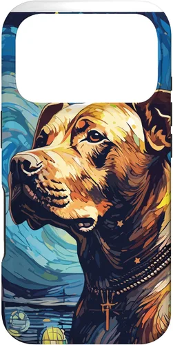 Vista 30 de Funda para iPhone 16 Pitbull Starry Night para perro, mamá, perro, papá
