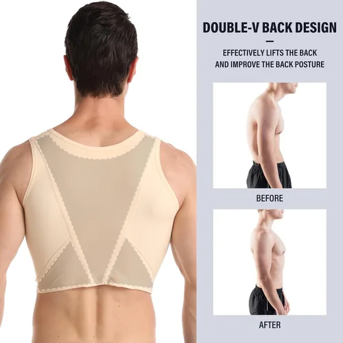 Vista 4 de Chaleco de corsé de ginecomastia para hombre, ajustable, de compresión, para ocultar los Moobs