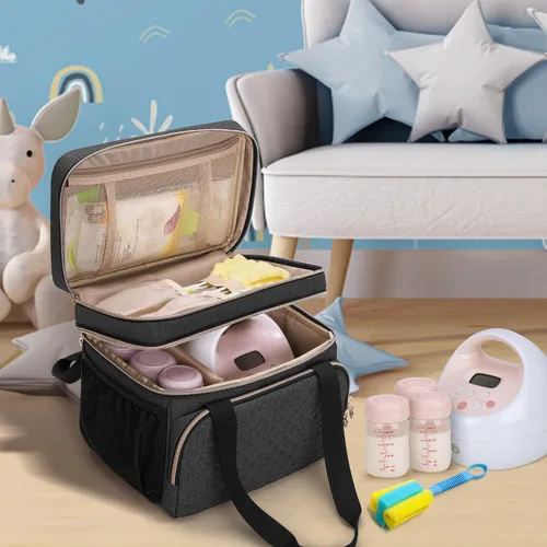 Vista 7 de Luxja Bolsa de extractor de leche de doble capa compatible con Spectra S1 y S2, bolsa de bomba para extractor de leche y piezas adicionales, solo