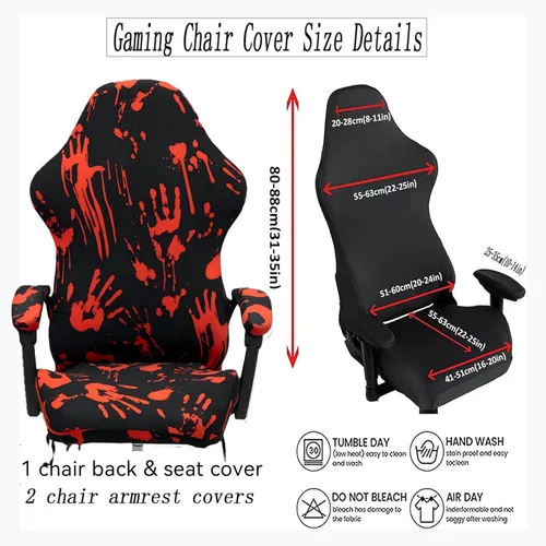 Vista 5 de Fundas para sillas de videojuegos, elásticas, extraíbles y lavables, fundas protectoras para sillas reclinables para computadora con funda