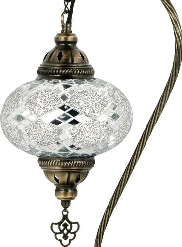 Vista 11 de Lámpara turca de mesa con 10 variantes Lámpara turca marroquí con base de bronce Lámpara de noche Tiffany con cuello de cisne hecha a mano