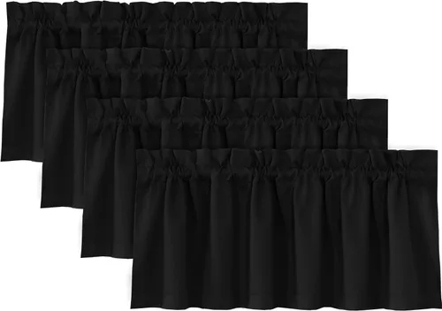 Vista 33 de H.VERSAILTEX Cenefas de cortina 100% opacas para ventanas, 2 paneles con aislamiento térmico, bolsillo para barra, pequeña cenefa corta para cocina