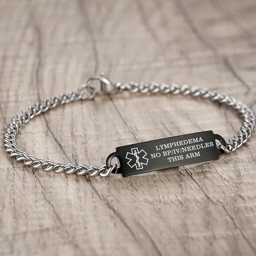 Vista 101 de Pulseras de identificación de alerta médica de 6.5 "-8.5" para mujeres, pulseras de emergencia médica de acero inoxidable, grabado gratuito
