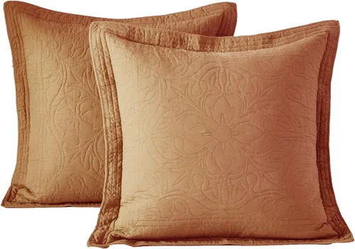 Vista 45 de WINLIFE Funda de almohada acolchada 100% algodón con estampado floral tamaño estándar (azul bebé)