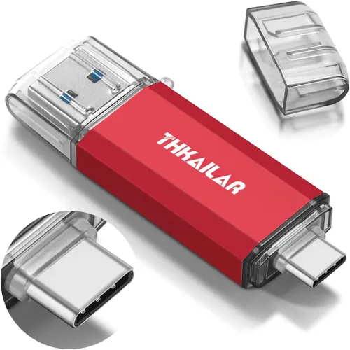 Vista 12 de Thkailar Unidad USB C de 128 GB, unidad USB 3.0 rápida de 120 MB/s para iPhone 15, MacBook, Android y PC, unidad flash tipo C de doble conector