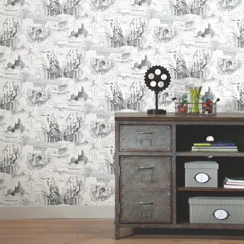 Vista 9 de RoomMates RMK12353PL Harry Potter Mapa Blanco Papel Tapiz Pelar y Pegar