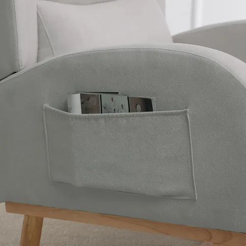 Vista 9 de Mecedoras para guardería, mecedoras tapizadas, mecedoras deslizantes para sala de estar, dormitorio, cómoda silla mecedora de lino con respaldo