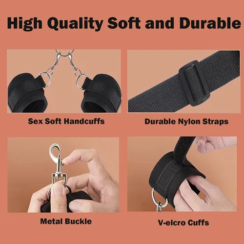 Vista 7 de Esposas peludas para adultos, equipo y accesorios de esclavitud sexual, kit de amarres y pulseras sexuales, juego de puños de mano peludos