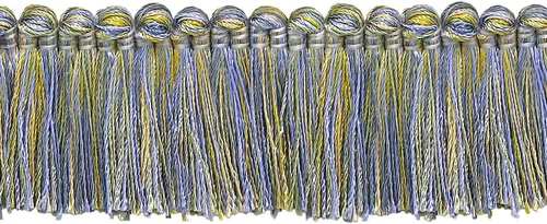 Vista 7 de DÉCOPRO Colección Imperial de 1 1/2" (3.5cm) Borde de flecos # 0150IB, rosa de verano #3549 (rosa claro, marfil blanco, verde azul) paquete de 5