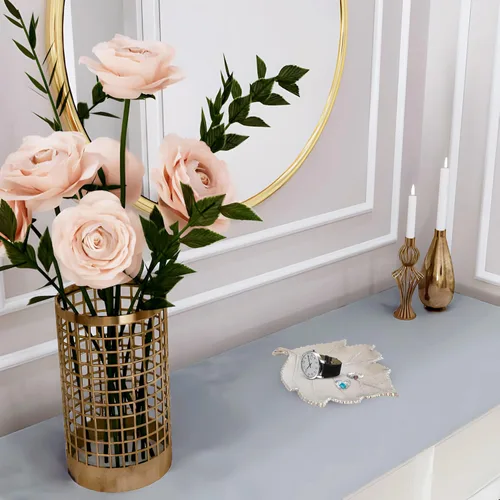 Vista 4 de Rely+ Bandeja de joyería antigua decorativa de hojas de metal, organizador de cocina, decoración de otoño, platos para fiestas, cuenco y anillo