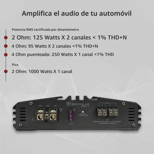 Vista 8 de Rockville RVA-M2 Amplificador de 2500 W pico/625 W CEA RMS