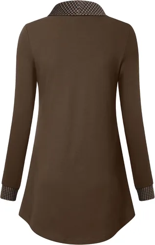 Vista 2 de VALOLIA Sudadera casual de manga larga con cremallera y solapa para mujer, túnica a la moda