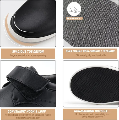 Vista 3 de firelli Mocasines para niños con gancho y lazo para uniforme escolar zapatos Oxford casuales