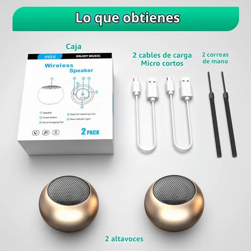 Vista 7 de Paquete de 2 mini altavoces portátiles, altavoces pequeños Bluetooth, micro altavoz inalámbrico para teléfono/PC/tableta, batería recargable