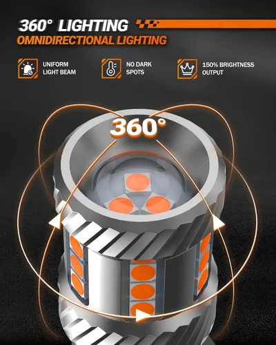 Vista 7 de SEALIGHT Bombilla LED de señal de giro, bombillas LED 3157 ámbar amarillas, 600% más brillantes 3156 3457A 4057 4157 luz LED con resistencia extra