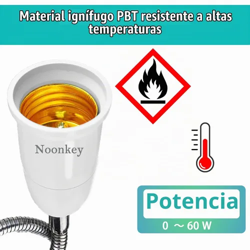 Vista 3 de Noonkey Extensor de enchufe de luz [2 unidades], cuello flexible ajustable de 360 grados, adaptador de extensión de 7.5 in/7.5 pulgadas, compatible