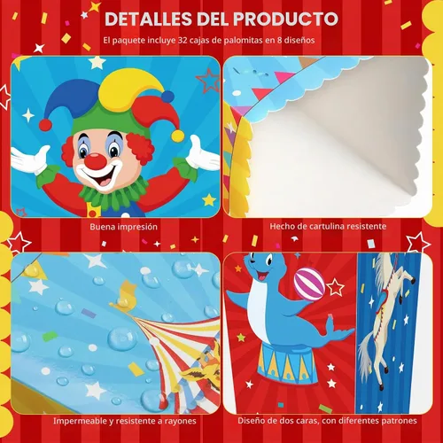 Vista 3 de Tiamon 32 piezas de suministros de fiesta de carnaval, cajas de palomitas de maíz de circo, cajas de papel de circo de 6 pulgadas, cajas de dulces
