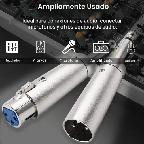 Vista 7 de XLR 3 pines hembra macho a 1/4" 0.250 in macho audio mono adaptador TS Socket Jack para mezclador de micrófono, conector XLR convertidor de enchufe