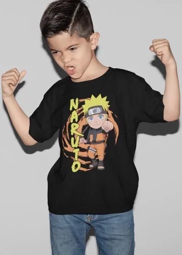 Vista 2 de Ripple Junction Camiseta juvenil de Naruto Shippuden Chibi Naruto Fist Anime con licencia