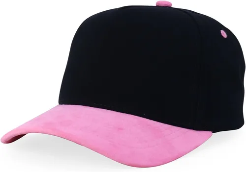 Vista 21 de Trendy Apparel Shop Gorra de béisbol combinada de 5 paneles de algodón y gamuza Piedra real
