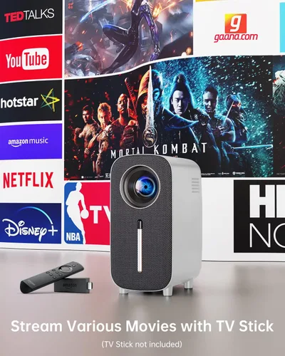 Vista 2 de Mini proyector de películas portátil Bluetooth - Proyector HISION 1080P Proyector 4K Home Proyector de TV al aire libre Proyector de video LED 8500L