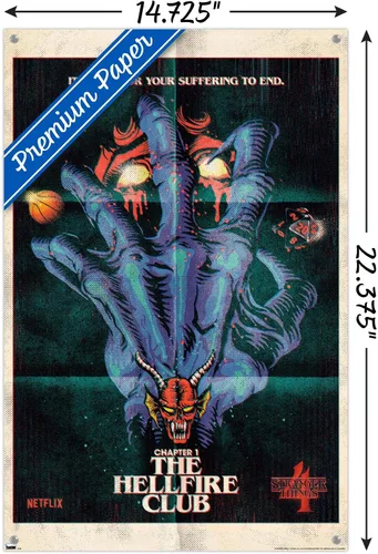 Vista 3 de Trends International Netflix Stranger Things: Season 4 - Póster de pared con pasadores de presión del club Hellfire