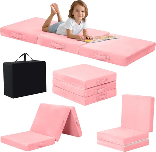 Vista 12 de MeMoreCool Colchón plegable de suelo para niños, tapete para siesta de suelo para dormir, guardería, cama plegable para niños pequeños, colchón