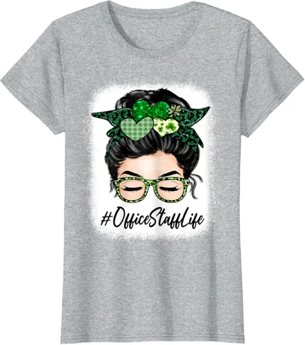 Vista 8 de Office Staff - Camiseta de trébol para mujer, diseño de moño desordenado, Verde