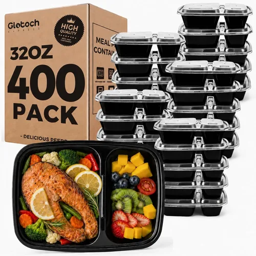 Vista 12 de Glotoch - Paquete de 10 recipientes de 32 onzas para preparación de comidas reutilizables, aptos para microondas, extra grandes y gruesos con tapas