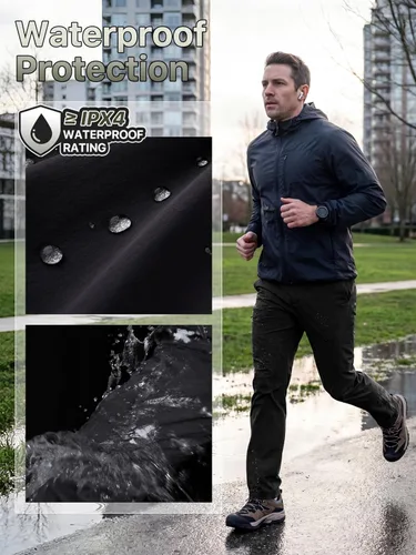 Vista 3 de FREE SOLDIER Pantalones de senderismo impermeables para hombre, ligeros, elásticos, con 5 bolsillos