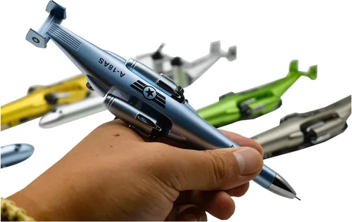 Vista 3 de 5 bolígrafos novedosos con forma de avión, bolígrafo de gel para helicóptero, bolígrafo inspirador de aviador con 12 recambios para oficina, fiesta