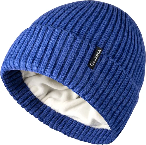 Vista 26 de Ocatoma Gorro para hombre y mujer, cálido gorro de invierno tejido con puños, suave y cálido, gorro de esquí unisex Camello gris