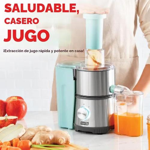Vista 2 de Dash Exprimidor centrífugo, extractor eléctrico de jugo de 350 W de 2 velocidades para frutas y verduras, fácil de limpiar, máquina de exprimir