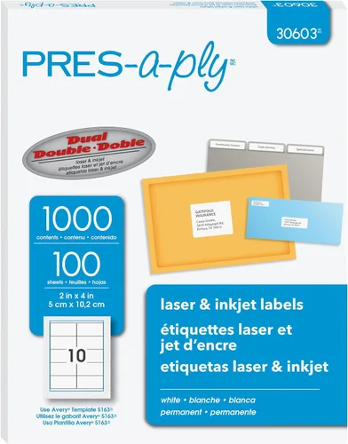 Vista 7 de PRES-A-Ply Etiquetas láser, 2 x 4 pulgadas, blancas, 1000 unidades (30603)