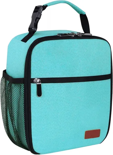 Vista 10 de Femuar Bolsa de almuerzo para hombres, mujeres y adultos, pequeña para oficina, trabajo, picnic, bolsa de almuerzo portátil reutilizable, color negro