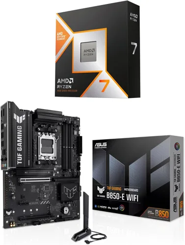 Vista 11 de Micro Center AMD 9800X3D Processor with ASUS TUF Gaming B850 PL Motherboard Combo de placa base de CPU, listo para AI, 14+2+1 etapas de 80 A, DDR5