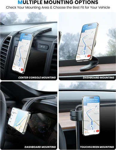 Vista 3 de eSamcore Soporte para Auto MagSafe Desmontable, Brazo de Aluminio Flexible Soporte Magnético de Teléfono para Auto 【20 Imanes Fuertes】 Soporte