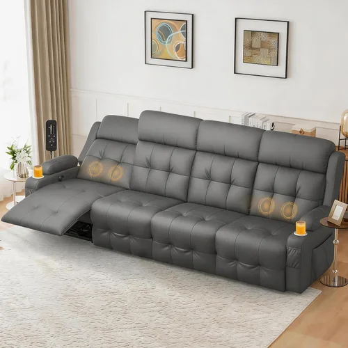Vista 163 de Sofá de Dos Plazas Reclinable, Sofá Reclinable de Masaje con Gran Capacidad de Peso, Silla de Dos Plazas para RV en Liquidación con Consola, USB