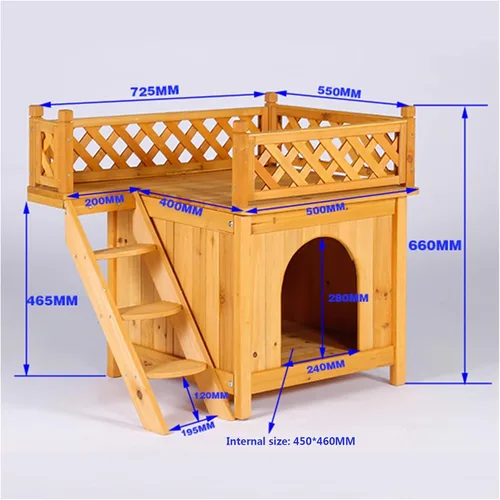 Vista 2 de Cats Villa Removable cat cage Litter Outdoor Room Two-Story Climbing Frame Villa House