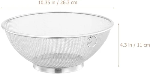 Vista 9 de Zerodeko Contenedor de cereales Filtro de malla Cuenco de colador de acero inoxidable de 11 pulgadas Colador de arroz de metal Escurridor de arroz