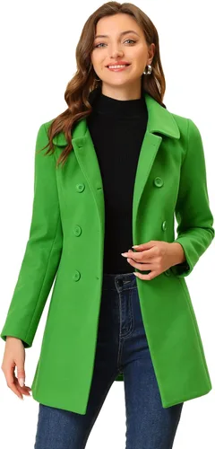 Vista 34 de Allegra K Abrigo Largo De Invierno Con Cuello Peter Pan Y Doble Botonadura Para Mujer Beige