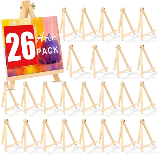 Vista 9 de AROIC Caballete de 9 pulgadas para pintar, paquete de 6 caballetes de madera para letreros, caballetes de mesa para pintar lienzos, caballete