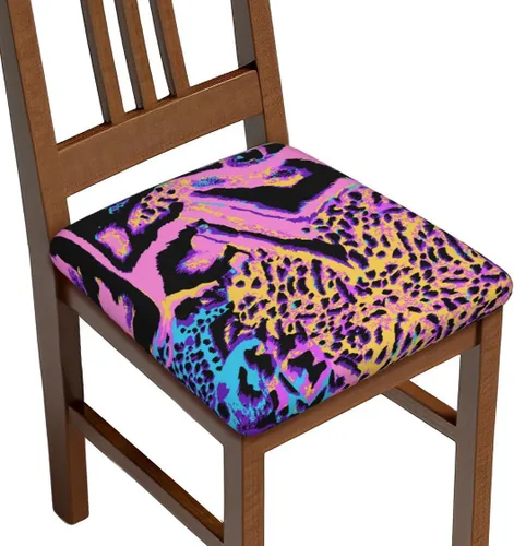 Vista 10 de Juego de 4 fundas de asiento para sillas de comedor, fundas de asiento elásticas modernas de mediados de siglo de los años 50, fundas de cojín