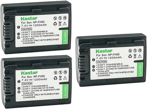 Vista 4 de Kastar Paquete de 1 batería NP-FH50 de 7.4 V 1200 mAh de repuesto para Sony NP-FH30, NP-FH40, NP-FH50, NP-FH70, NP-FH100, Sony AC-VQH10, BC-TRV