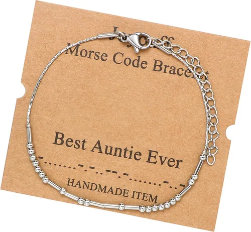 Vista 89 de JoycuFF Pulseras inspiradoras de código morse para mujeres, cuentas de plata, joyería con mantra de motivación, regalos para ella